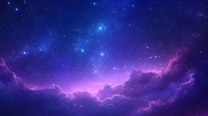 Naklejka premium Purple Sky with Stars Illustration