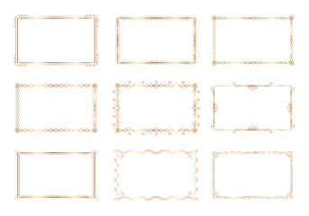 Vintage gold frame for decorating web pages, festivals, and other decorations. Elegant, realistic gold border. Vector illustration