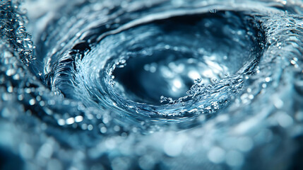 Water Vortex Macro Photography - Abstract Blue Liquid Swirl