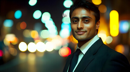 Man in Suit Against Bokeh Background Illustration
