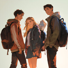 男女の学生グループ