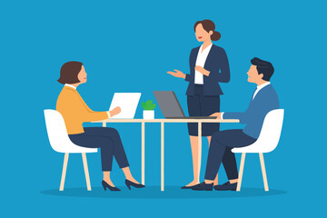 Business woman meeting flat vector illustration