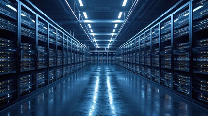 Fototapeta premium Data Processing: The method of converting raw data into valuable information through operations like sorting, filtering, and calculations, usually carried out by computers. 