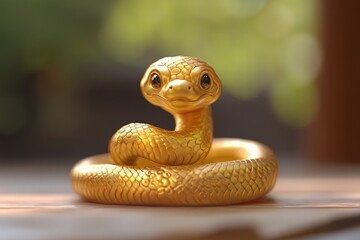 Fototapeta premium Golden Snake Sculpture with Adorable Features