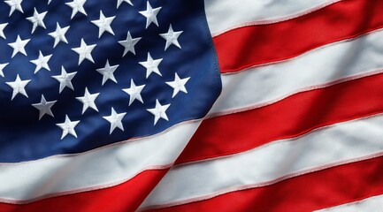 Fototapeta premium Close-up of an American flag with stars and stripes.