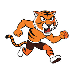 A bold and dynamic vector logo featuring an angry tiger in full sprint, showcasing fierce energy and strength with sharp lines, intense eyes, and powerful motion.