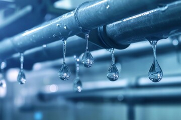 Water Droplets Hanging From Leaking Pipe