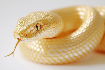 Naklejka premium Golden Snake with an Eye Focused on the Viewer