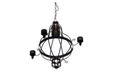 Vintage lamp post side street  isolated on cut out PNG or transparent background. Old black lamp blue sky and bright sunlight is background. Roadside lighting is necessary for road traffic day, night.