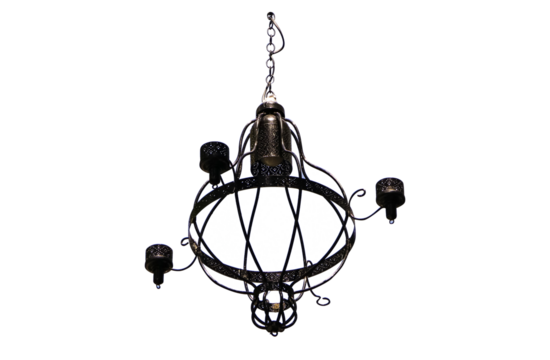 Vintage lamp post side street  isolated on cut out PNG or transparent background. Old black lamp blue sky and bright sunlight is background. Roadside lighting is necessary for road traffic day, night.