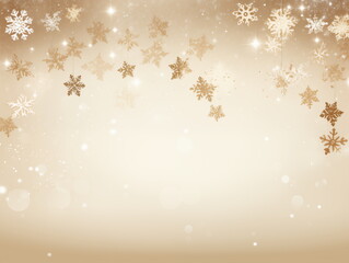 A neutral beige Christmas background with golden ornament