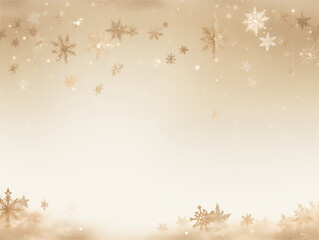 A neutral beige Christmas background with golden ornament