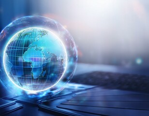 Worldwide network connection, Communication technology for internet business, blue background with free from copy space for text.