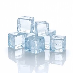 Set of ice cubes, isolated on white