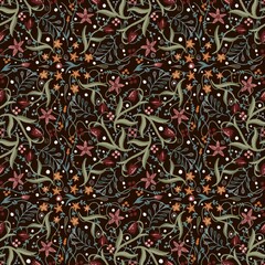 Floral Pattern Design Specifically Tailored for Textiles or Wallpapers in Various Styles