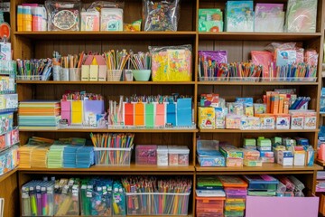 A Well-Organized Shelf Filled with Colorful Art Supplies