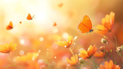 A vibrant of positivity, featuring a colorful flowerbed in full bloom, with butterflies fluttering around, representing a joyful and optimistic outlook on life