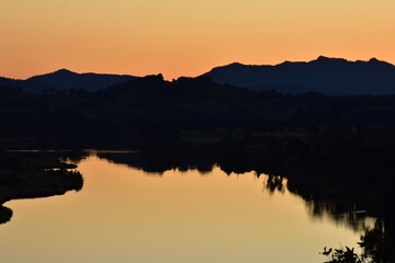 sunset over the river