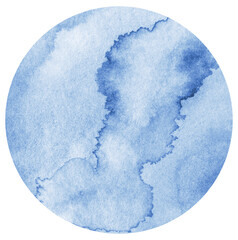 Blue Watercolor hand painted circles texture. Watercolour circle elements for design.