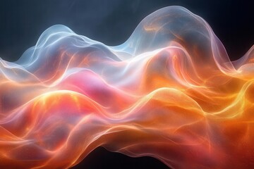 Obraz premium captivating abstract design featuring wavy iridescent shapes that flow gracefully across a deep black background creating a mesmerizing visual experience with a hint of luxury