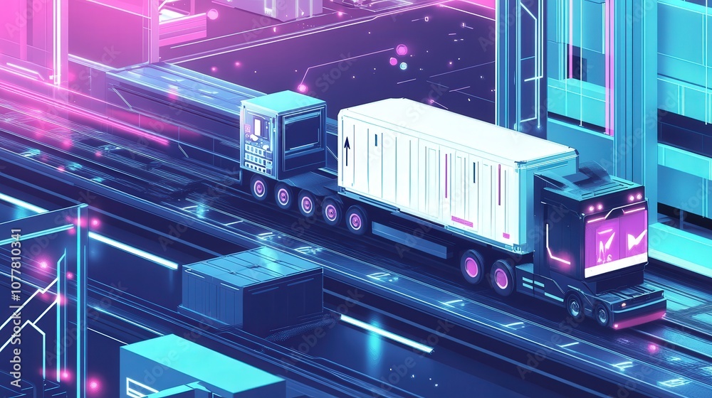 Poster an ai system automating supply chain logistics, predicting demand, optimizing routes, and managing i