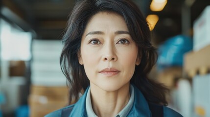 仕事着を着た自信に満ちたアジア人女性：プロ意識と決意を表現