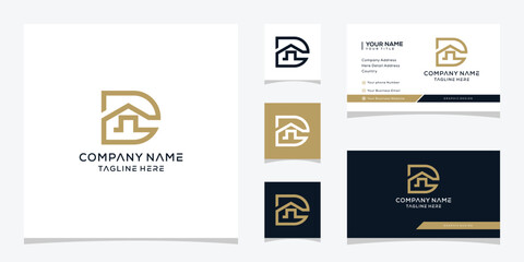 Letter D Home House Building Logo Design, Business Card Vector Template