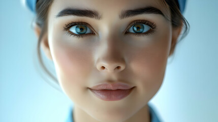 Closeup Portrait of a Woman with Blue Eyes - Realistic Image