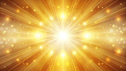 Abstract Burst of Golden Light Radiating from a Central Point,  Surrounded by Gleaming Specks and Circular Glows