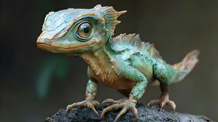 Obraz premium Green Lizard with Sharp Claws, 3D Render Illustration