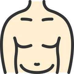 肥満男性の体のアイコン（線画カラー）のイラスト