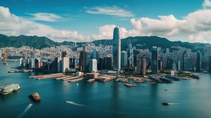 Obraz premium Aerial View of Hong Kong Skyline