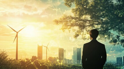 An investor looking at a chart tracking the performance of stocks in the renewable energy sector
