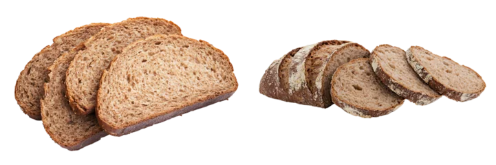 Gordijnen Set of wheat bread with slices, isolated on a transparent background. © Naem