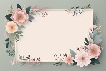 Floral frame with flowers, pastel color design