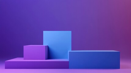 Abstract Purple and Blue Cubes