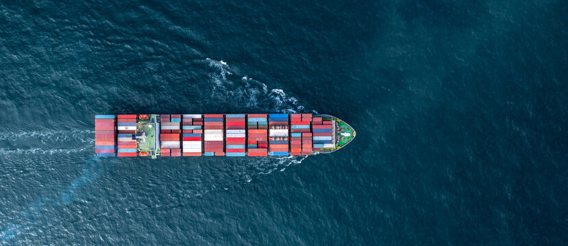 Container cargo ship global business logistic import export transportation, Container cargo ship freight shipping shipment international, Industrial business logistic freight by container cargo ship.