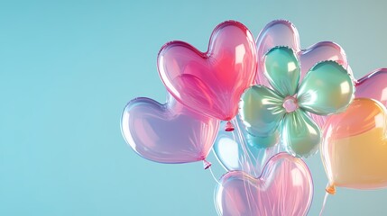 Fototapeta premium digital technology colorful glass bubble flower poster background