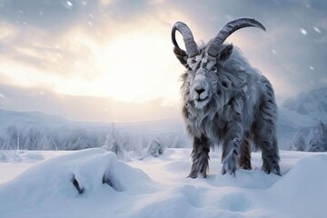 ancient creature in snow setting