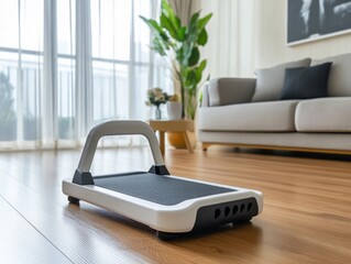 White Handrail Step Platform for Exercise in Modern Living Room