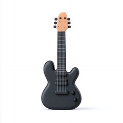 Fototapeta premium A black electric guitar with a light brown headstock.