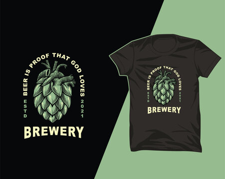 heart hop brewery tshirt design