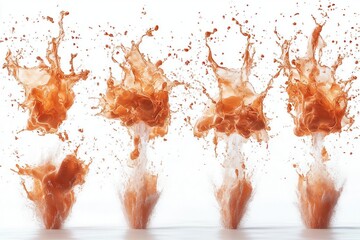 collection of highly realistic explosions showcasing dramatic effects of fire and smoke against a clean white background for visual impact and creative use