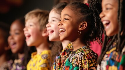 Joyful Singing Children in a Choir Performance
