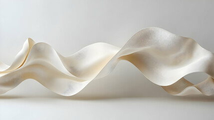 Abstract 3D Wave Background with White and Beige Tones