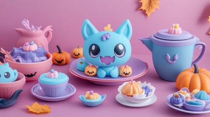 Random halloween stuff with random color background