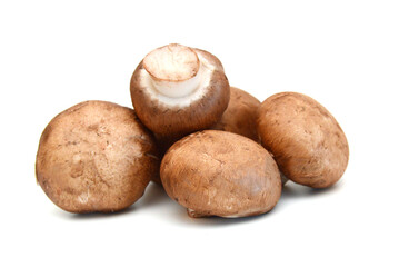 Brown mushrooms isolated on white background