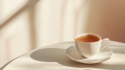 Hot tea cup, simple background