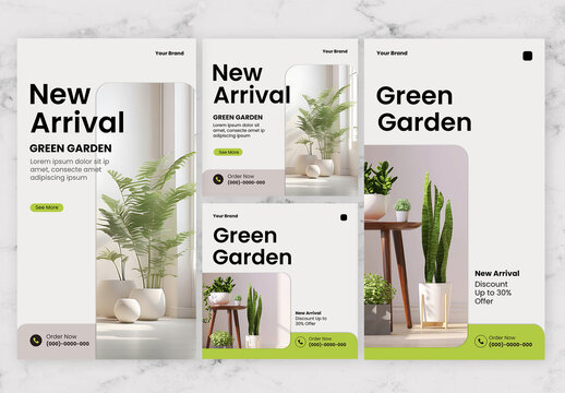 Green And White Garden Social Media Post And Story