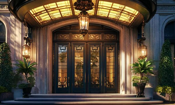 Grand Entrance of a Luxurious Mansion